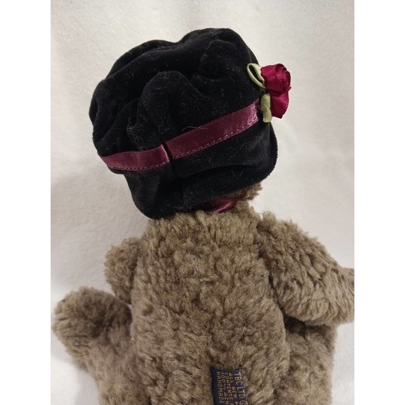 1990 Boyds Bears Auntie Alice PLUSH Teddy CERTIFICATE & Velvet Hat Silk Roses - Picture 7 of 14